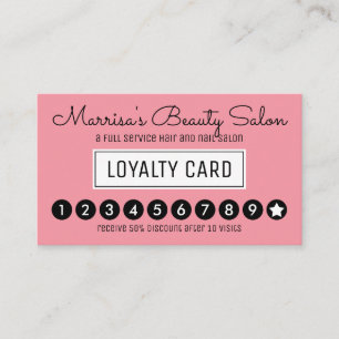 Girly Rose Pink Loyalty Discount Punch Card