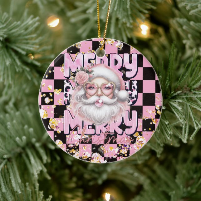 Girly Santa Merry Christmas Groovy Ceramic Tree Decoration (Tree)