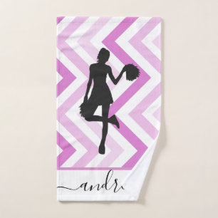 Girly School Cheer Pink Design Cheerleader's Name Hand Towel
