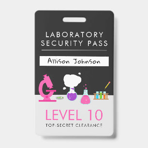 Girly Science Party Security Pass ID Badge