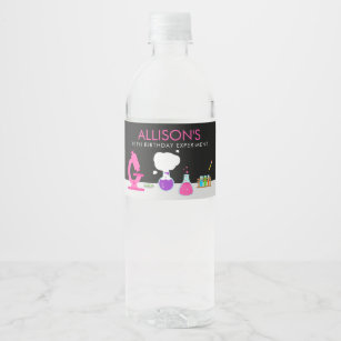 Girly Science Party Water Bottle Label