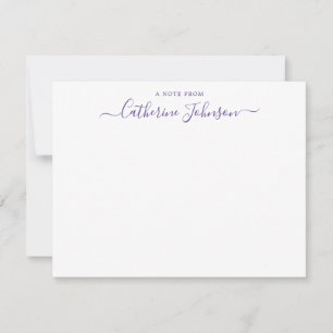 Girly Script Calligraphy A Note From Purple Violet Card