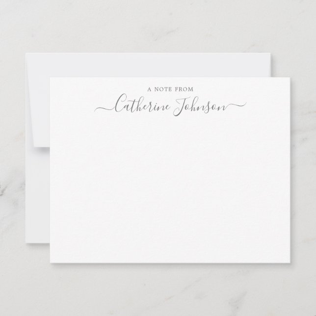 Girly Script Calligraphy A Note From Slate Grey Card (Front)