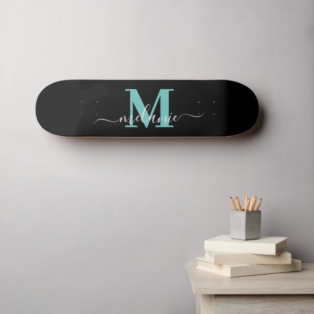 Girly Script Custom Name Monogram Skateboard (Wall Art (Horz))