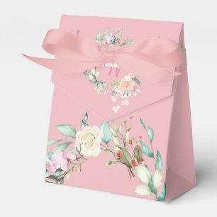 Girly Script Monogram Blush Pink Floral Favour Box