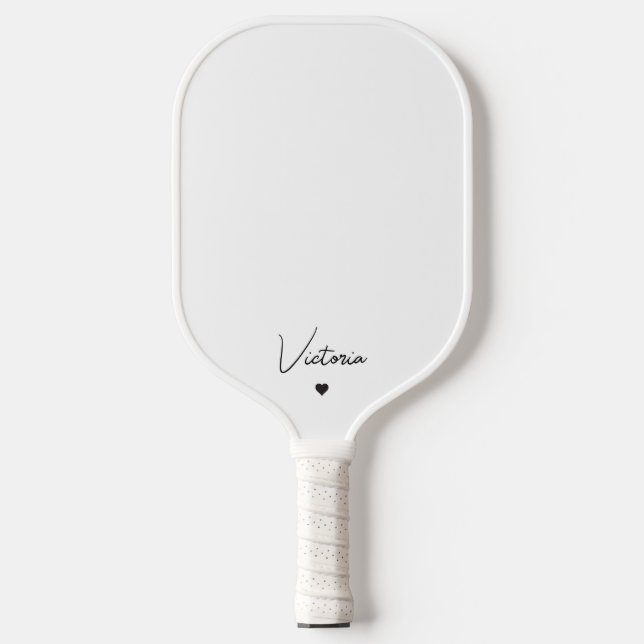 Girly Script Personalised Name and Heart Pickleball Paddle (Front)