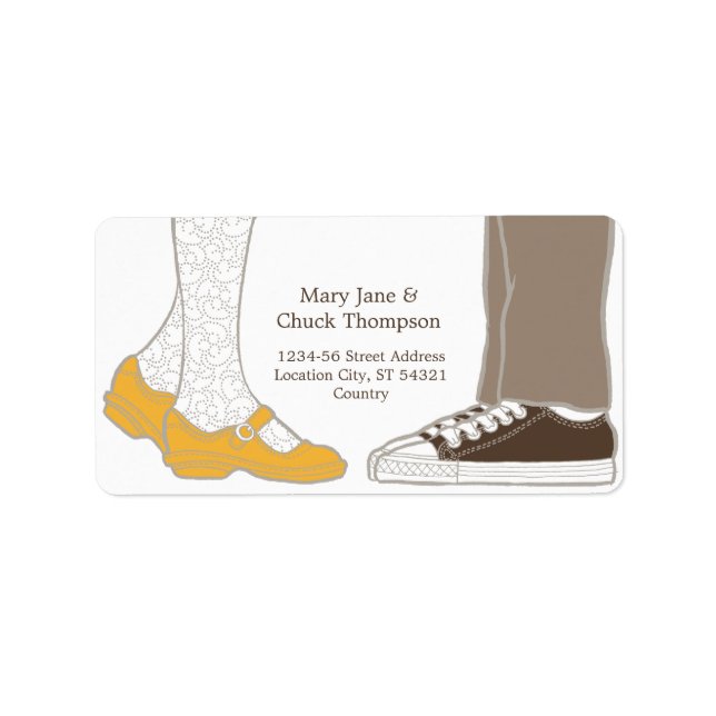 Girly Shoes & Sneakers Illustrated Wedding Label (Front)