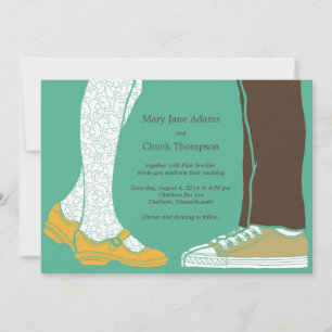 Girly Shoes & Sneakers Illustrated Wedding (Mint) Invitation