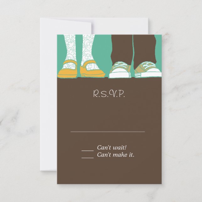 Girly Shoes & Sneakers Illustrated Wedding (Mint) RSVP Card (Front)