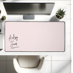 Girly Signature Script Monogram Pink Desk Mat<br><div class="desc">Experience simplicity and elegance on your workspace with our personalised desk mat. Designed with a minimalist aesthetic in mind, this mat is the epitome of understated luxury. At its heart lies the centerpiece – your name, exquisitely penned in a script signature style, adding a touch of personal sophistication to your...</div>