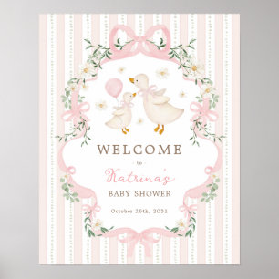 Girly Silly Goose Coquette Bow Baby Shower Welcome Poster