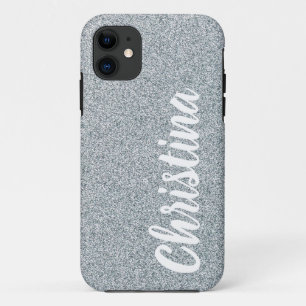 Girly Silver Glitter Name Personalised Case-Mate iPhone Case