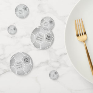 Girly silver grey soccer birthday party confetti