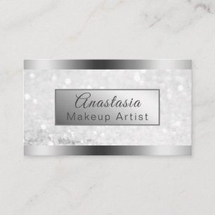 Girly Silver Shimmer Foil Glitter Business Card