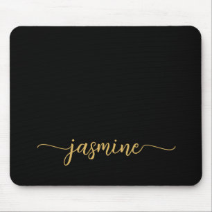 Girly Simple Black Personalised Monogram Name Mouse Pad