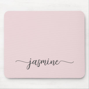 Girly Simple Blush Pink Personalised Monogram Name Mouse Pad