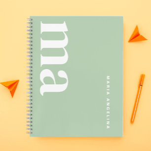 Girly Simple Green Monogram School Notebook