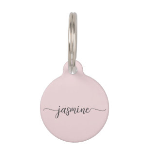 Girly Simple Minimalist Monogram Name Script Pet Tag
