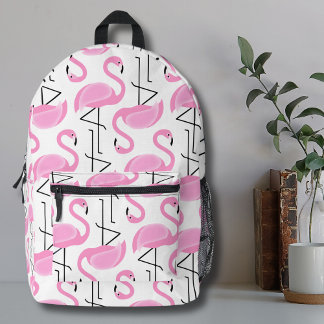 Girly Simple Modern Pink Flamingo Pattern Printed Backpack