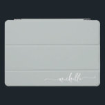 Girly Simple Sage Green Monogram Name Script iPad Pro Cover<br><div class="desc">Girly Sage Green Minimalist Simple Monogram Name Signature Script Custom Personalised iPad Cover. These design featuring your first name in a pretty hand lettered style swash tail font typography (or calligraphy) on sage green or dusty green colour background. So easy to customise. Great stylish feminine gift for birthday, mother’s day,...</div>
