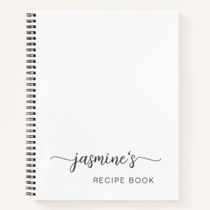Girly Simple White Cookbook Recipe Signature Note Notebook