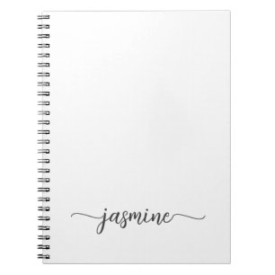Girly Simple White Cookbook Recipe Signature Notebook