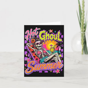 Girly Skeleton Halloween Beach Summerween Card