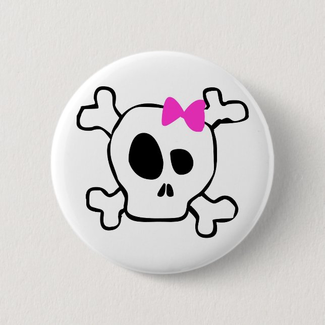 Girly skull 6 cm round badge (Front)