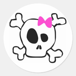 Girly skull classic round sticker
