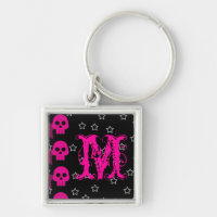 Girly Skull EMO Punk Rock Rocker Girl Key Chain