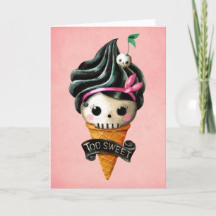 Girly Skull Ice Cream Cone Card