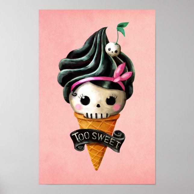 Girly Skull Ice Cream Cone Poster (Front)