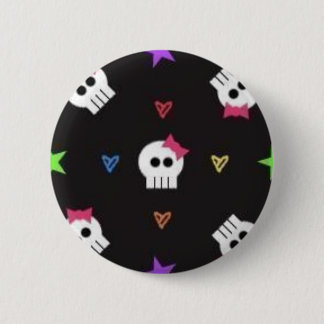 girly skulls 6 cm round badge