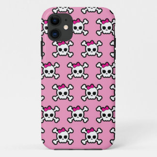 girly skulls and crossbones punk pattern iPhone 11 case