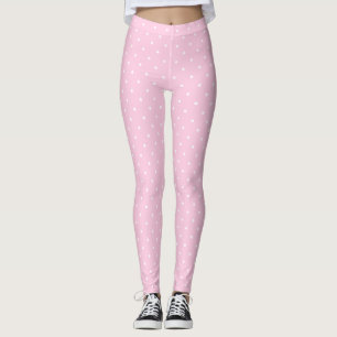 Girly small white polka dots on pale pink Leggings