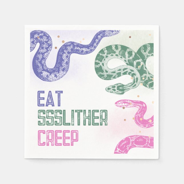 Girly Snake Party Napkins (Front)