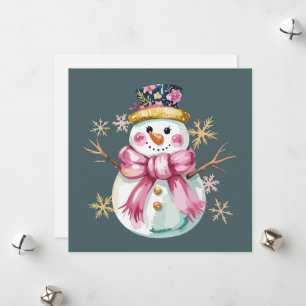Girly Snowman Winter Holiday Christmas Cute 