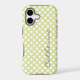 Girly soft lime green polka dots custom