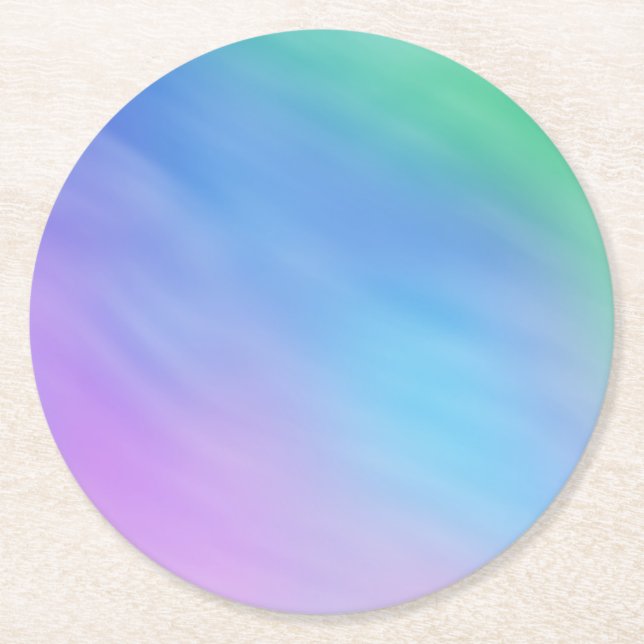 Girly Soft Rainbow Coloured Sky Round Paper Coaster (Front)