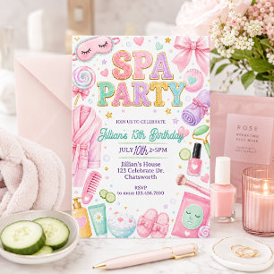 Girly Spa Party Birthday Sleepover Spa Day Invitation