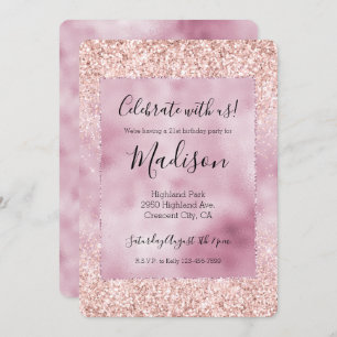 Girly Sparkle Pink Glitter Invitation