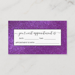 Girly Sparkly Royal Purple Glitter Appointment Card