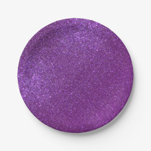 Girly Sparkly Royal Purple Glitter Paper Plate