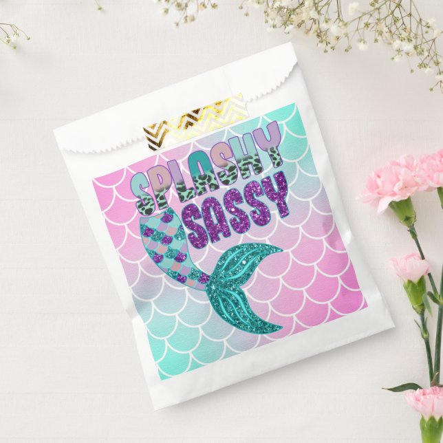 Girly Splashy Sassy Pink Purple Green Mermaid Tail Favour Bags (Sealed)