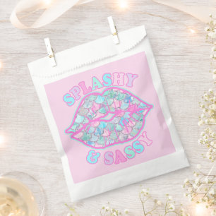 Girly Splashy & Sassy Pink Turquoise Mermaid Kiss Favour Bags