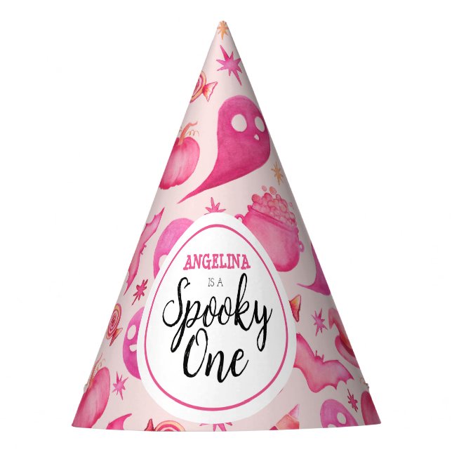 Girly Spooky One 1st Birthday Name Party Hat (Front)