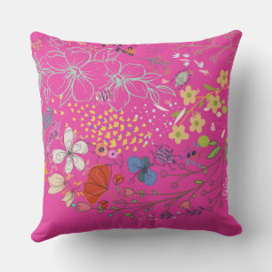 Girly Spring Floral Violet  Cushion
