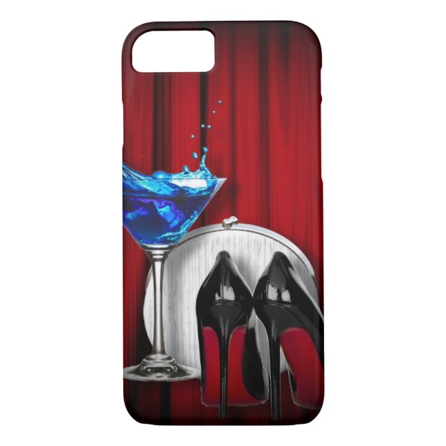 girly stilettos blue martini party girl modern Case-Mate iPhone case (Back)