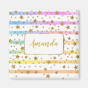 Girly stripes and stars  magnet