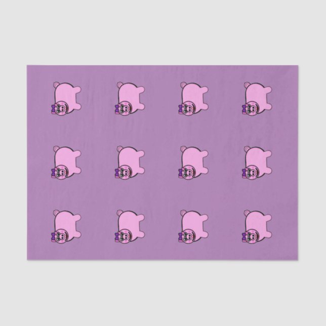 Girly Stuffed Pig Tissue Paper (Front)